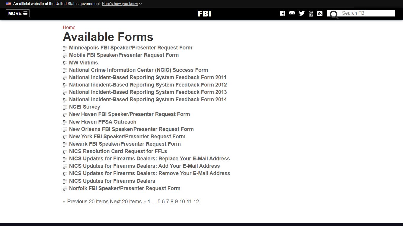 Available Forms - FBI